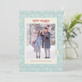 Elegante wintervlokken prettige feestdagen feestdagenkaart (Staand voorkant)