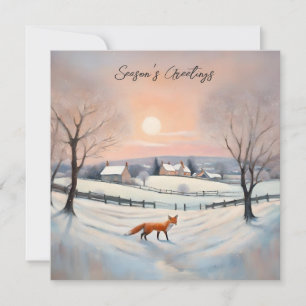 Elegante Wintervos Sneeuwlandschap Landschap Kerst Feestdagenkaart