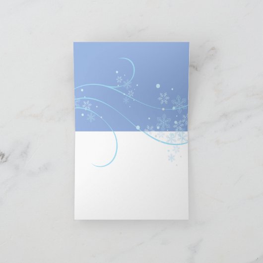 Elegante winterwind en blauwe sneeuwvlok bedankkaart (Binnen)