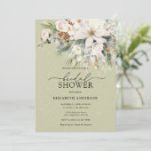 Elegante winterwitte bloemen Modern Vrijgezellenfe Kaart (Staand voorkant)