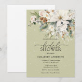 Elegante winterwitte bloemen Modern Vrijgezellenfe Kaart (Voorkant / Achterkant)