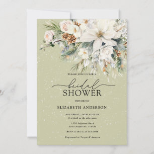 Elegante winterwitte bloemen Modern Vrijgezellenfe Kaart