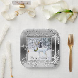 Elegante Winterwonderland Kerstherten  Papieren Bordje