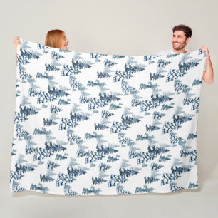 Elegante Winterwoud Besneeuwd Sparrenbos Kerst Fleece Deken