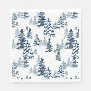 Elegante Winterwoud Besneeuwd Sparrenbos Kerst Servet