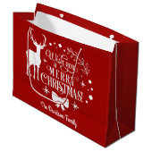 Elegante 'Wish You A MERRY CHRISTMAS' Monogram Groot Cadeauzakje (Voorkant Gekanteld)