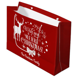 Elegante 'Wish You A MERRY CHRISTMAS' Monogram Groot Cadeauzakje