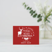 Elegante 'Wish You A MERRY CHRISTMAS' Monogram Visitekaartje (Staand voorkant)