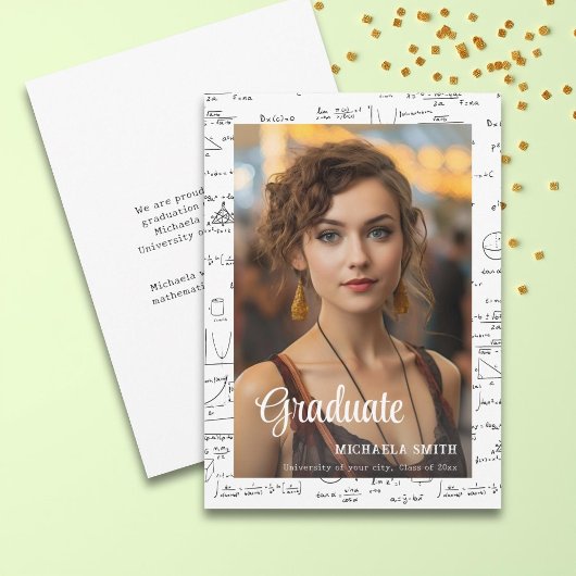 Elegante Wiskunde Foto College Afstuderen Aankondiging
