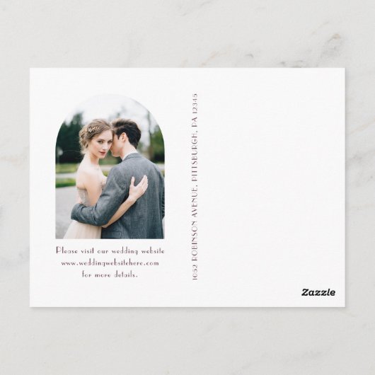 Elegante Wisps Plum Photo Wedding Sla de datum op Briefkaart (Achterkant)