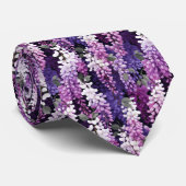 Elegante wisteria betegelde bloemmotief stropdas (Opgerold)