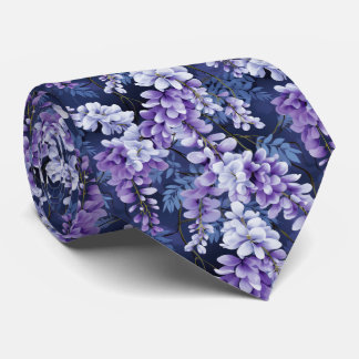 Elegante wisteria betegelde bloemmotief stropdas