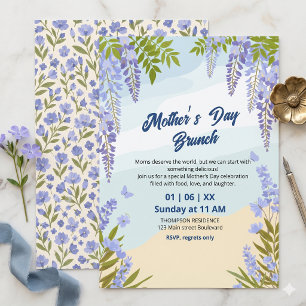 Elegante Wisteria Bloem Moederdag Brunch  Kaart