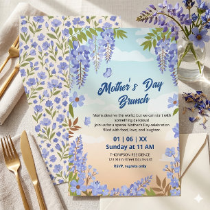 Elegante Wisteria Bloemige Moederdag Brunch  Kaart