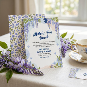 Elegante Wisteria Bloemige Moederdag Brunch  Kaart