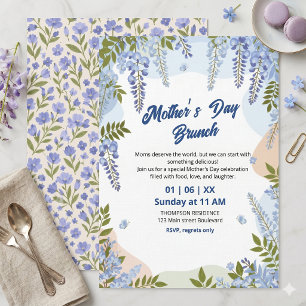 Elegante Wisteria Bloemige Moederdag Brunch  Kaart