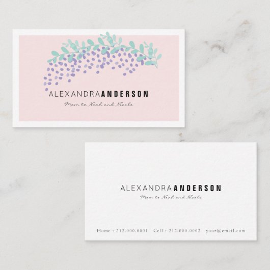Elegante Wisteria Blush Roze Mama Visitekaartje Contactkaartje (Voorkant / Achterkant)