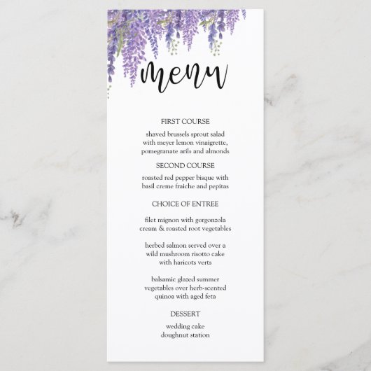 Elegante Wisteria boom bruiloft Menu (Voorkant)