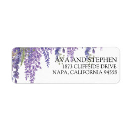 Elegante Wisteria boom Paarse bloemen Etiket