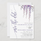 Elegante Wisteria Branch Floral Save the Date Kaar Kaart (Voorkant)