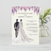 Elegante Wisteria bruidegom bruiloft Kaart