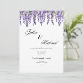 Elegante Wisteria Floral bruiloft uitnodiging (Staand voorkant)