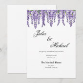 Elegante Wisteria Floral bruiloft uitnodiging (Voorkant / Achterkant)