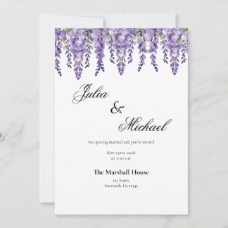 Elegante Wisteria Floral bruiloft uitnodiging
