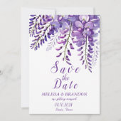 Elegante Wisteria Floral Paarse moderne bruiloft Kaart (Voorkant)