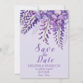 Elegante Wisteria Floral Paarse moderne bruiloft Kaart (Voorkant)