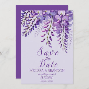 Elegante Wisteria Floral Paarse moderne bruiloft Kaart
