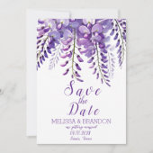 Elegante Wisteria Floral Paarse moderne bruiloft Kaart (Voorkant)