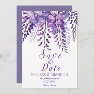Elegante Wisteria Floral Paarse moderne bruiloft Kaart