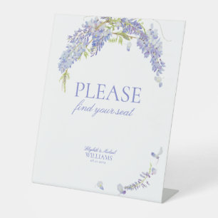 Elegante Wisteria Vind uw stoel Botanisch Paarse Reclamebord Met Voetstuk