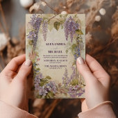 Elegante Wisteria Waterverf Bloemenbruiloft Kaart
