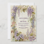 Elegante Wisteria Waterverf Bloemenbruiloft Kaart (Voorkant)