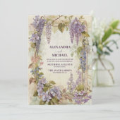 Elegante Wisteria Waterverf Bloemenbruiloft Kaart (Staand voorkant)