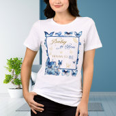 Elegante Wit Blauwe Vlinder Baby in Bloom Mama Tri-Blend Shirt
