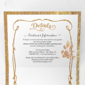 Elegante wit en goud Bloemen bruiloft Tri-Fol Drieluik Uitnodiging (Binnenzijde eerst)