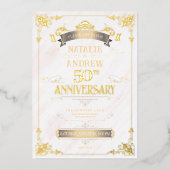 Elegante Wit en Gouden Rand Folie Uitnodiging (Voorkant)