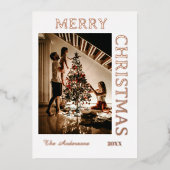 Elegante wit en rosegoud folie feestdagenkaart (Voorkant)