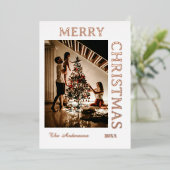 Elegante wit en rosegoud folie feestdagenkaart (Staand Voorkant)