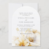 Elegante Wit Geel Gouden Bloemen Details Huwelijk Kaart (Voorkant)