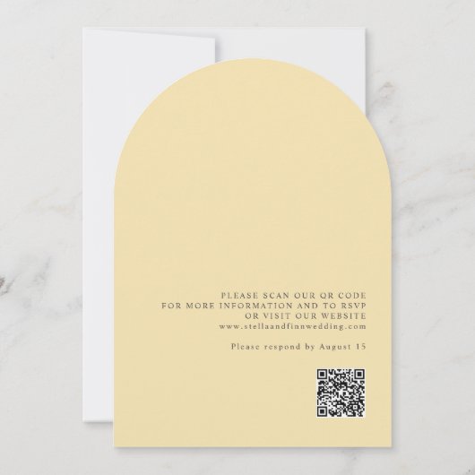 Elegante Wit Geel Gouden Bloemen QR Code Huwelijk Kaart (Achterkant)
