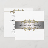 Elegante Wit Goud 50ste Verjaardag Uitnodiging Fif (Voorkant / Achterkant)