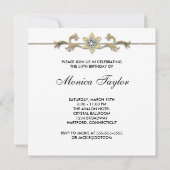 Elegante Wit Goud 50ste Verjaardag Uitnodiging Fif (Achterkant)