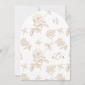 Elegante Wit Goud Bloemenboog bruiloft uitnodiging (Achterkant)
