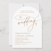 Elegante Wit Goud Bloemenboog bruiloft uitnodiging (Voorkant)