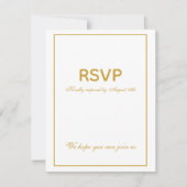 Elegante Wit Goud Eenvoudige Bruiloft RSVP Kaartje (Voorkant)