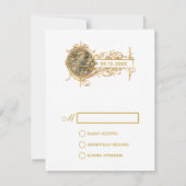 Elegante  Wit Goud Eenvoudige Bruiloft RSVP Kaartje (Achterkant)
